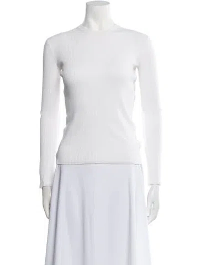Pre-owned Tibi Crew Neck Long Sleeve Top In White