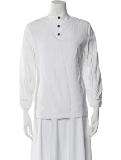 Pre-owned Tibi Crew Neck Long Sleeve Top In White