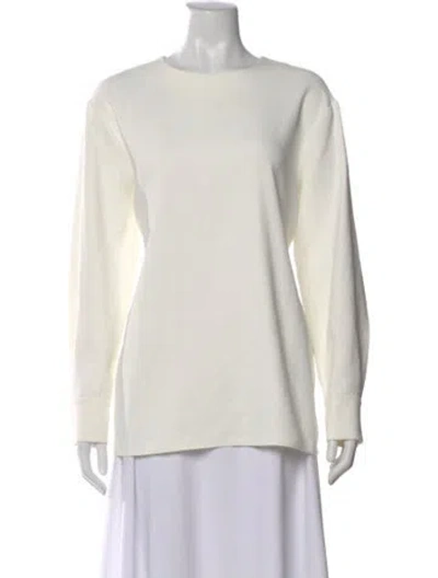 Pre-owned Tibi Crew Neck Long Sleeve Top In White
