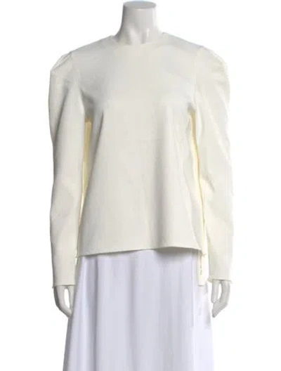 Pre-owned Tibi Crew Neck Long Sleeve Top In White