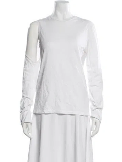 Pre-owned Tibi Crew Neck Long Sleeve Top In White