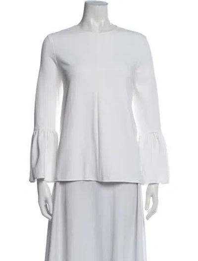 Pre-owned Tibi Crew Neck Long Sleeve Top In White