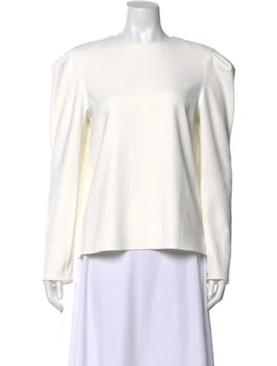 Pre-owned Tibi Crew Neck Long Sleeve Top In White