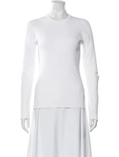 Pre-owned Tibi Crew Neck Long Sleeve Top In White