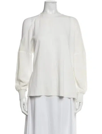 Pre-owned Tibi Crew Neck Long Sleeve Top In White