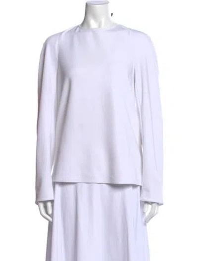 Pre-owned Tibi Crew Neck Long Sleeve Top In White