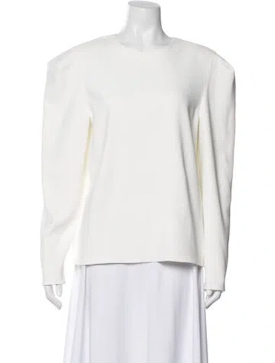 Pre-owned Tibi Crew Neck Long Sleeve Top In White