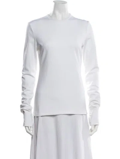 Pre-owned Tibi Crew Neck Long Sleeve Top In White