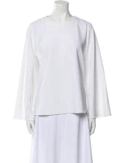 Pre-owned Tibi Crew Neck Long Sleeve T-shirt In White