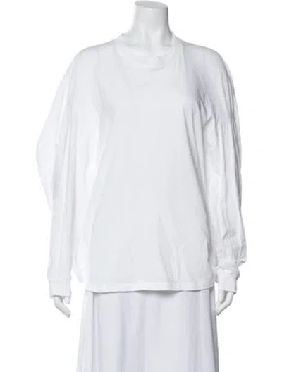 Pre-owned Tibi Crew Neck Long Sleeve T-shirt In White