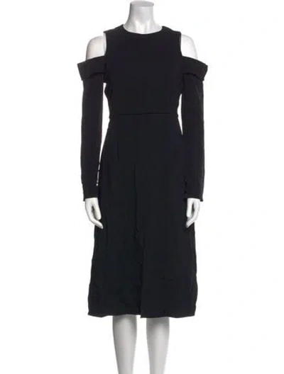 Pre-owned Tibi Crew Neck Midi Length Dress In Black
