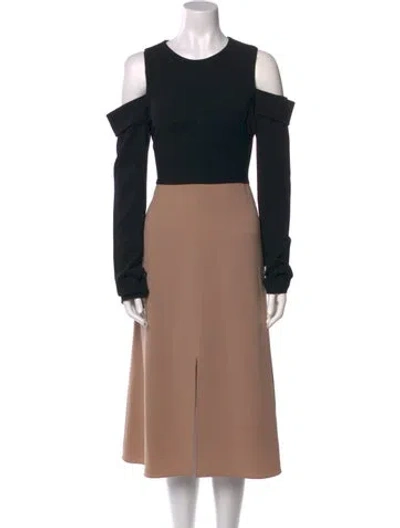 Pre-owned Tibi Crew Neck Midi Length Dress In Black