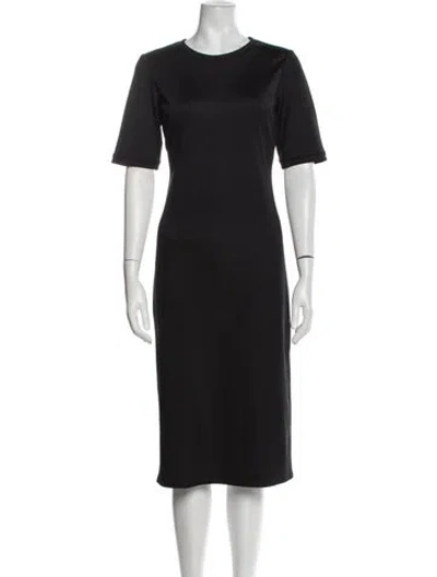 Pre-owned Tibi Crew Neck Midi Length Dress In Black