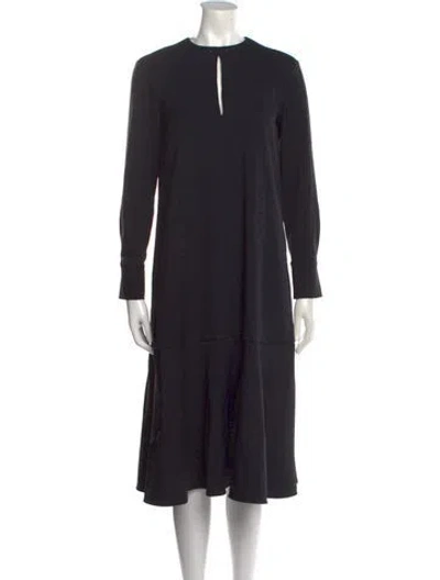 Pre-owned Tibi Crew Neck Midi Length Dress In Black