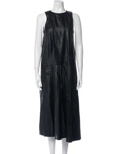 Pre-owned Tibi Crew Neck Midi Length Dress In Black