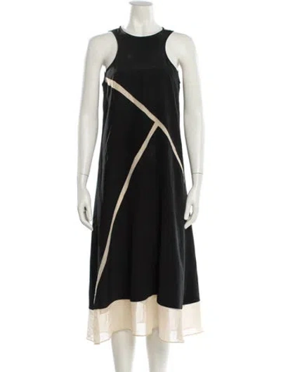 Pre-owned Tibi Crew Neck Midi Length Dress In Black