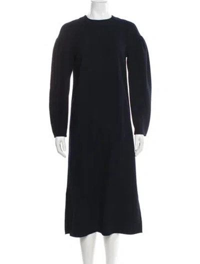 Pre-owned Tibi Crew Neck Midi Length Dress In Black