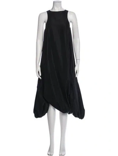 Pre-owned Tibi Crew Neck Midi Length Dress In Black