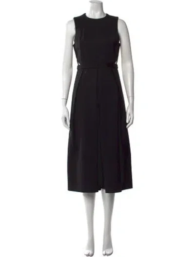 Pre-owned Tibi Crew Neck Midi Length Dress In Black