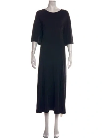 Pre-owned Tibi Crew Neck Midi Length Dress In Black
