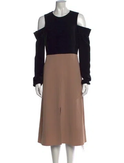 Pre-owned Tibi Crew Neck Midi Length Dress In Black/neutrals