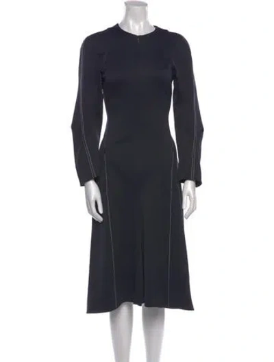 Pre-owned Tibi Crew Neck Midi Length Dress In Blue