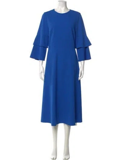 Pre-owned Tibi Crew Neck Midi Length Dress In Blue