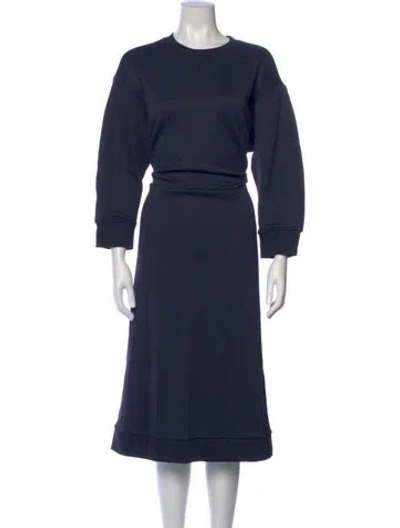 Pre-owned Tibi Crew Neck Midi Length Dress In Blue