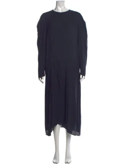Pre-owned Tibi Crew Neck Midi Length Dress In Blue