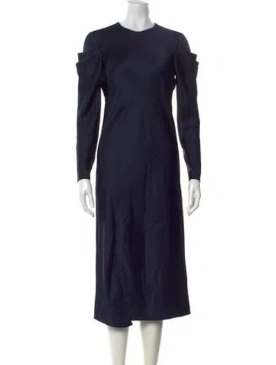 Pre-owned Tibi Crew Neck Midi Length Dress In Blue
