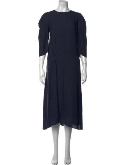 Pre-owned Tibi Crew Neck Midi Length Dress In Blue