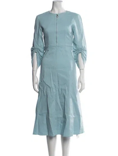 Pre-owned Tibi Crew Neck Midi Length Dress In Blue