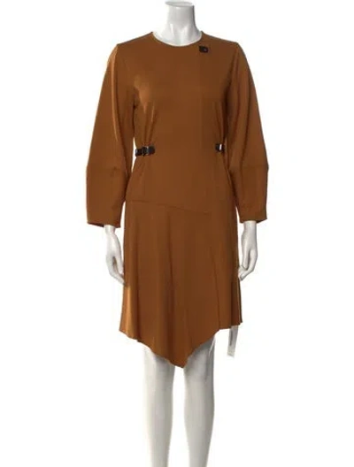 Pre-owned Tibi Crew Neck Midi Length Dress In Brown