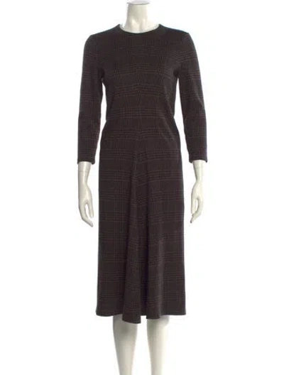 Pre-owned Tibi Crew Neck Midi Length Dress In Brown