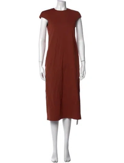 Pre-owned Tibi Crew Neck Midi Length Dress In Brown