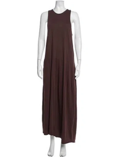 Pre-owned Tibi Crew Neck Midi Length Dress In Brown