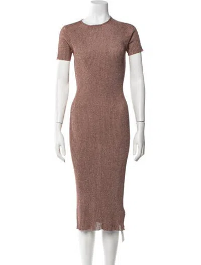 Pre-owned Tibi Crew Neck Midi Length Dress In Brown/metallic