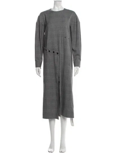 Pre-owned Tibi Crew Neck Midi Length Dress In Gray