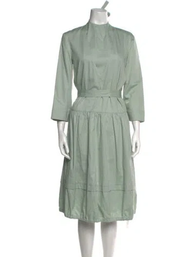 Pre-owned Tibi Crew Neck Midi Length Dress In Green