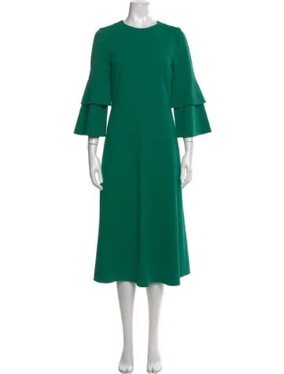 Pre-owned Tibi Crew Neck Midi Length Dress In Green