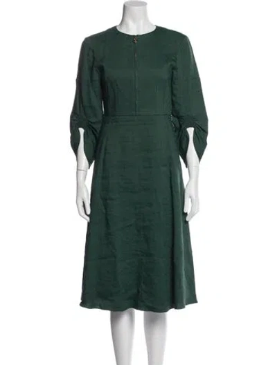 Pre-owned Tibi Crew Neck Midi Length Dress In Green