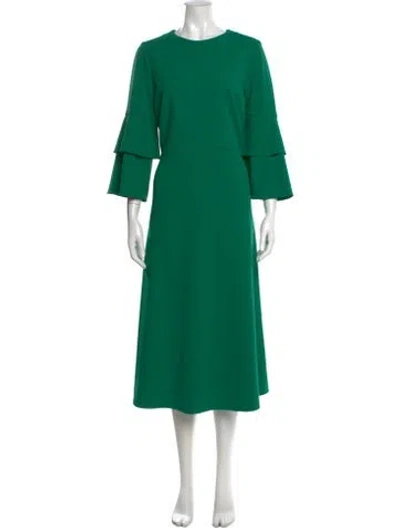 Pre-owned Tibi Crew Neck Midi Length Dress In Green