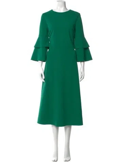 Pre-owned Tibi Crew Neck Midi Length Dress In Green