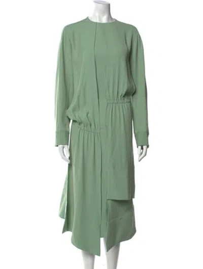 Pre-owned Tibi Crew Neck Midi Length Dress In Green