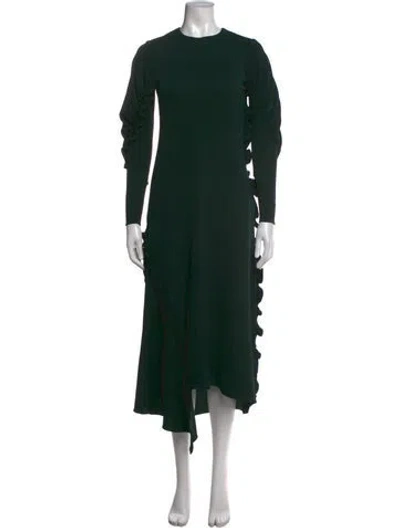 Pre-owned Tibi Crew Neck Midi Length Dress In Green