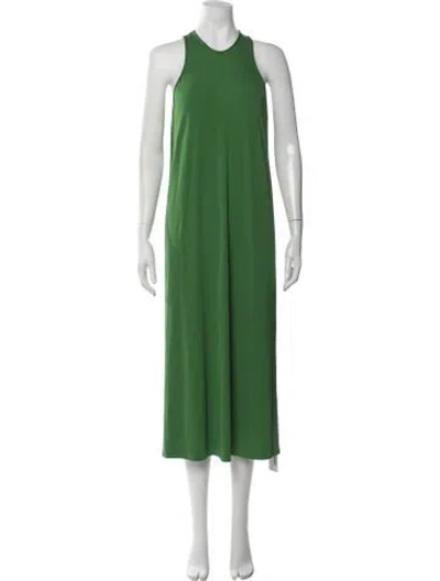Pre-owned Tibi Crew Neck Midi Length Dress In Green