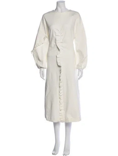 Pre-owned Tibi Crew Neck Midi Length Dress In Neutral