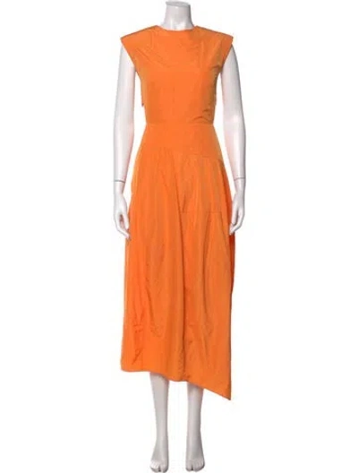 Pre-owned Tibi Crew Neck Midi Length Dress In Orange