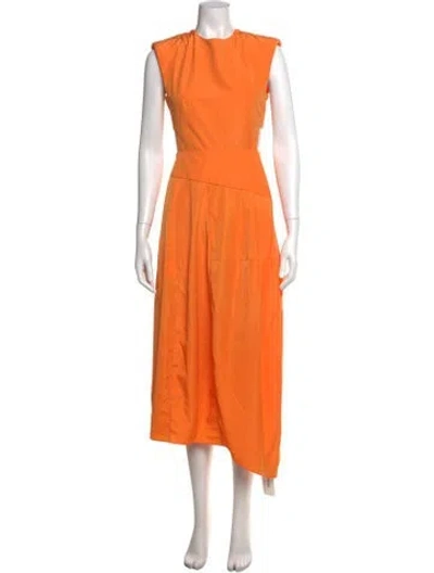 Pre-owned Tibi Crew Neck Midi Length Dress In Orange