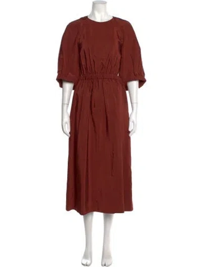 Pre-owned Tibi Crew Neck Midi Length Dress In Orange